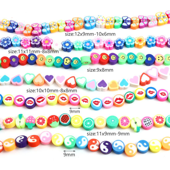 Image de Perles en Pâte Polymère Couleur au Hasard 1 Enfilade