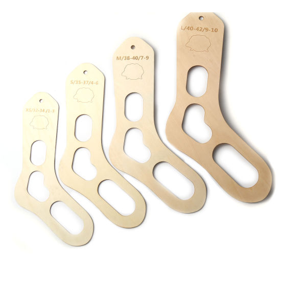 Image de Outils à Couture en Bois Chaussettes Couleur Naturelle 2 Pcs