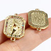 Picture of Brass Micro Pave Connectors Polygon Gold Plated Micro Pave Multicolour Cubic Zirconia 1 Piece