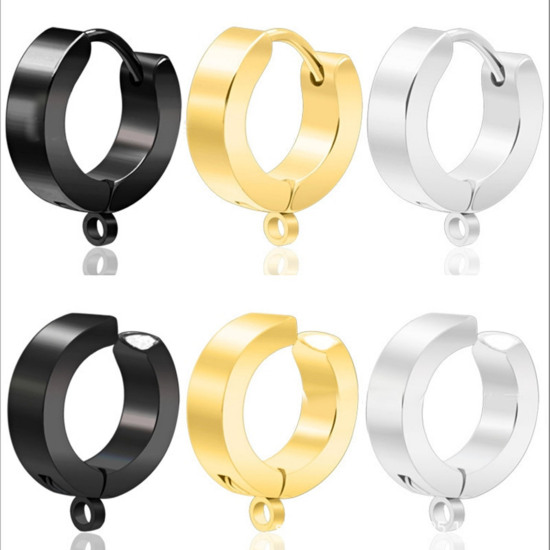Picture of 316 Stainless Steel Earrings Circle Ring Multicolor With Loop 9mm x 4mm
