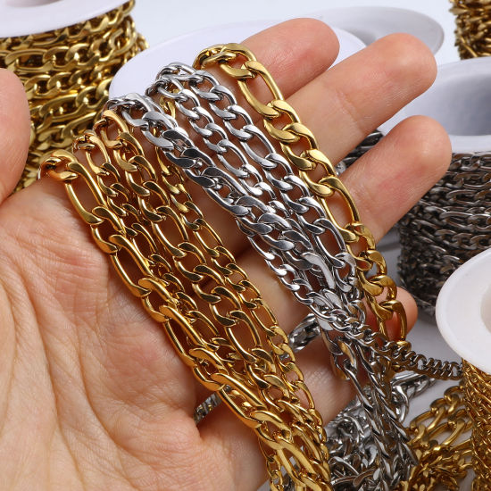 5 メートル ステンレス鋼 フィガロチェーン手作り DIY ジュエリーアクセサリー作りのパーツ 多色 の画像