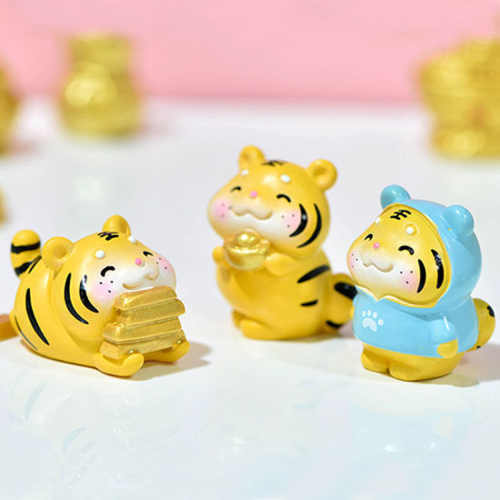 Image de Mignon Tigre de la Fortune Décoration Miniature Micro Paysage en Résine