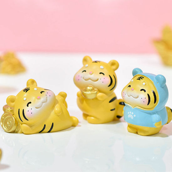 Image de Mignon Tigre de la Fortune Décoration Miniature Micro Paysage en Résine