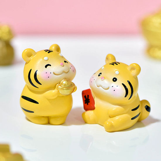 Image de Mignon Tigre de la Fortune Décoration Miniature Micro Paysage en Résine