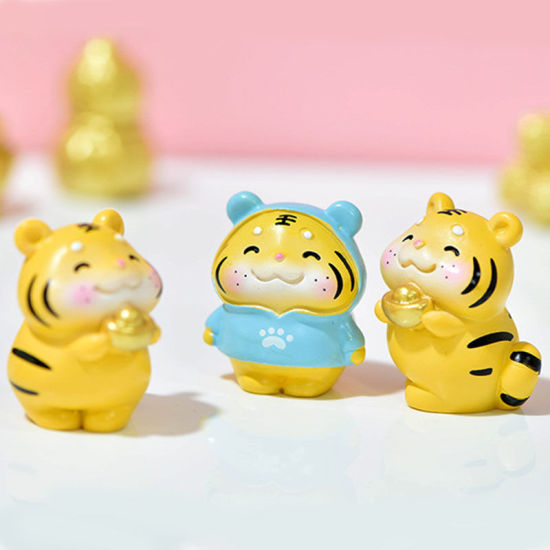 Image de Mignon Tigre de la Fortune Décoration Miniature Micro Paysage en Résine