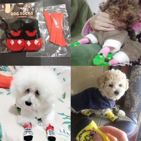 クリスマス冬暖かいアクリルウールニット犬靴下ペットアクセサリー の画像