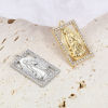 Bild von Messing Religiös Charms Rechteck Bunt Jesus Transparent Strass 1 Stück