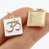 Imagen de Latón Religión Colgantes Charms Rectángulo Multicolor Símbolo de OM 2 Unidades
