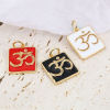 Imagen de Latón Religión Colgantes Charms Rectángulo Multicolor Símbolo de OM 2 Unidades