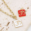 Imagen de Latón Religión Colgantes Charms Rectángulo Multicolor Símbolo de OM 2 Unidades