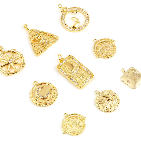 Image de Breloques Galaxie en Laiton Plaqué Or Véritable 18K 1 Pièce