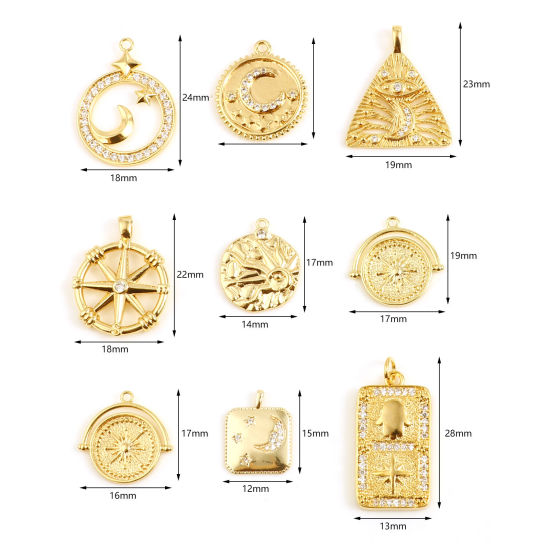Image de Breloques Galaxie en Laiton Plaqué Or Véritable 18K 1 Pièce