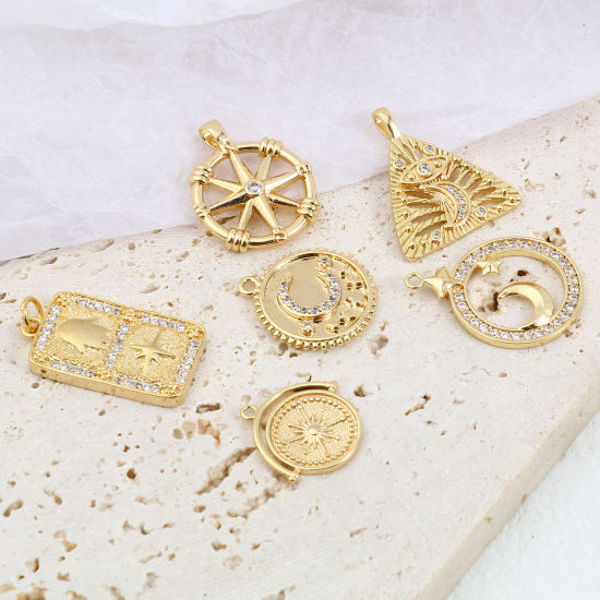 Image de Breloques Galaxie en Laiton Plaqué Or Véritable 18K 1 Pièce