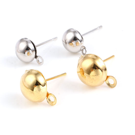 Image de Boucles d'Oreilles Puces en Laiton Multicolore Rond avec Boucle 10 Pcs