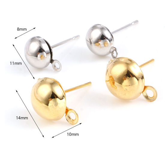 Image de Boucles d'Oreilles Puces en Laiton Multicolore Rond avec Boucle 10 Pcs