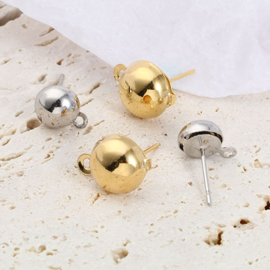 Image de Boucles d'Oreilles Puces en Laiton Multicolore Rond avec Boucle 10 Pcs