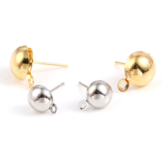 Image de Boucles d'Oreilles Puces en Laiton Multicolore Rond avec Boucle 10 Pcs