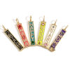 Picture of 1 Piece Brass Pendants 18K Real Gold Plated Rectangle Enamel Multicolour Cubic Zirconia