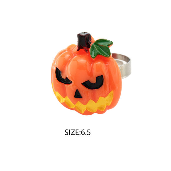 樹脂 ハロウィン オープン リング 指輪 多色 17mm (日本サイズ約13号)、 穴： 1 個 の画像