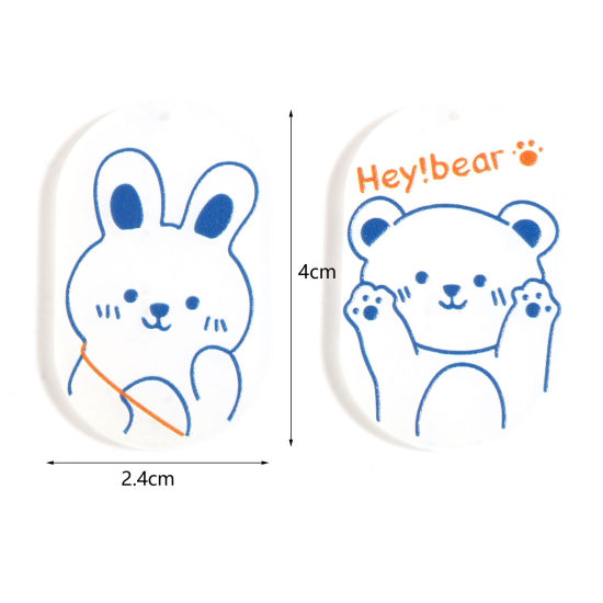 樹脂 ペンダント 動物 白 + 青 10 個 の画像
