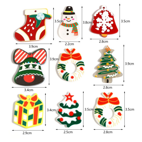 樹脂 クリスマス ペンダント 多色 10 個 の画像