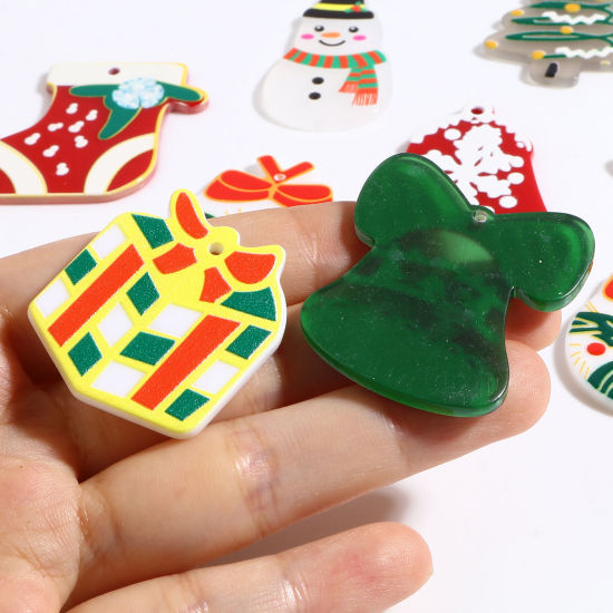 樹脂 クリスマス ペンダント 多色 10 個 の画像