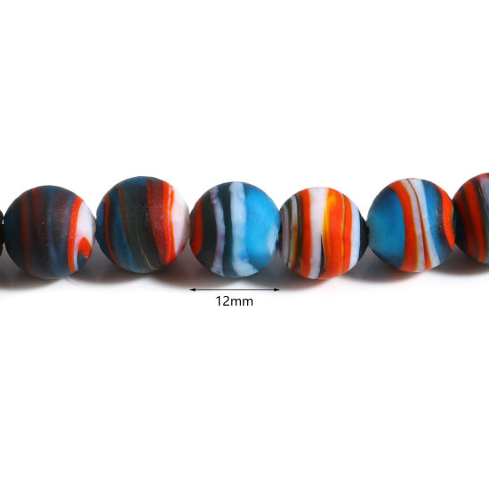 Bild von Muranoglas Perlen Rund Bunt Streifen ca 12mm D., Loch:ca. 2mm, 10 Stück