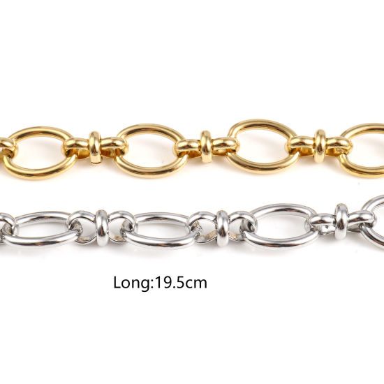 Image de Bracelets En Gros Multicolore en Acier Inoxydable, Ovale Chaîne à Maillons Faite à la Main Placage sous Vide, Unisexe Élégant Minimaliste Cadeau Fournitures de Bijoux 1 Pièce