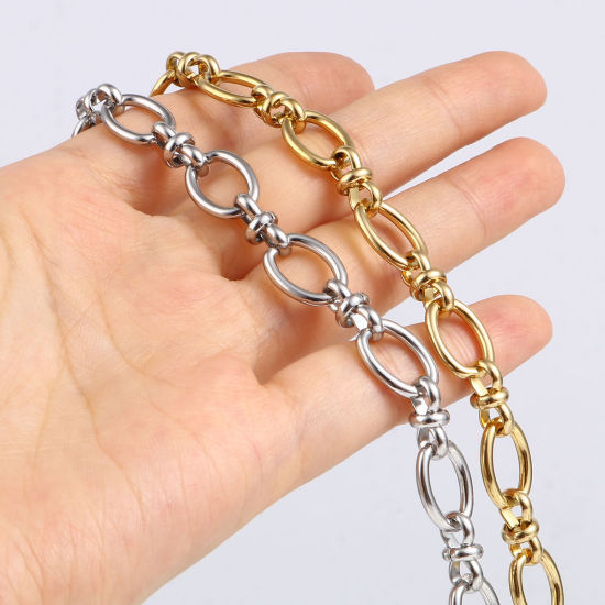 Image de Bracelets En Gros Multicolore en Acier Inoxydable, Ovale Chaîne à Maillons Faite à la Main Placage sous Vide, Unisexe Élégant Minimaliste Cadeau Fournitures de Bijoux 1 Pièce