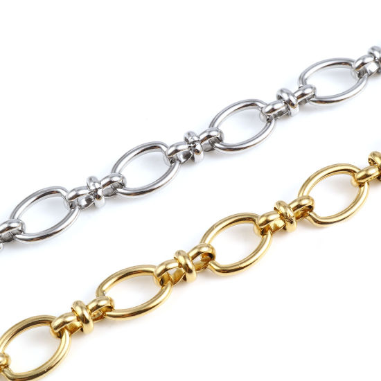 Image de Bracelets En Gros Multicolore en Acier Inoxydable, Ovale Chaîne à Maillons Faite à la Main Placage sous Vide, Unisexe Élégant Minimaliste Cadeau Fournitures de Bijoux 1 Pièce