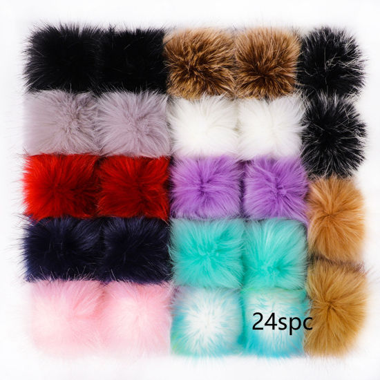 Immagine di Poliestere & Orlon Pompon Multicolore Tondo 10cm Dia., 1 Pacchetto ( 24 Pz/Pacchetto)