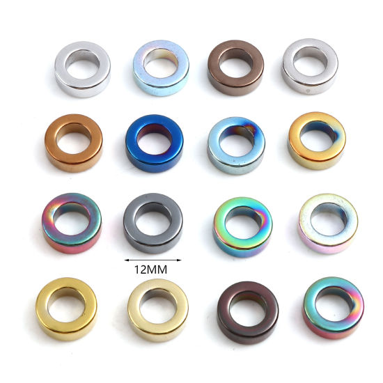 ヘマタイト ビーズ 環状 多色 約 12mm 直径、 穴: 約 7.1mm、 2 個 の画像