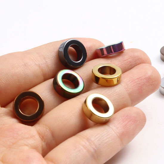 ヘマタイト ビーズ 環状 多色 約 12mm 直径、 穴: 約 7.1mm、 2 個 の画像