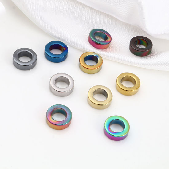 ヘマタイト ビーズ 環状 多色 約 12mm 直径、 穴: 約 7.1mm、 2 個 の画像