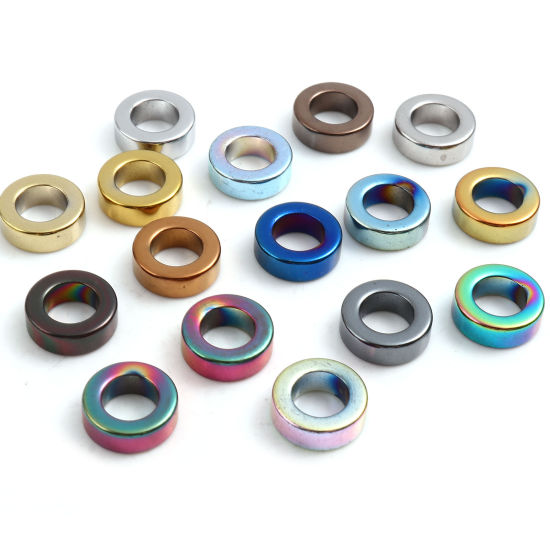 ヘマタイト ビーズ 環状 多色 約 14mm 直径、 穴: 約 8.4mm、 2 個 の画像