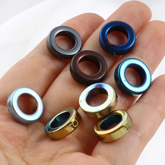 ヘマタイト ビーズ 環状 多色 約 14mm 直径、 穴: 約 8.4mm、 2 個 の画像