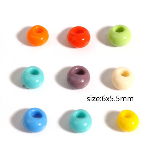 ガラス シード ビーズ 多色 楕円形 6mmx 5.5mm、 穴：約 2.2mm、 1 本 の画像