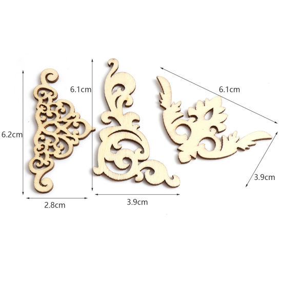 Bild von Holz Embellishments Cabochons Scrapbooking Unregelmäßig Naturfarben , mit Filigran Muster, 1 Packung