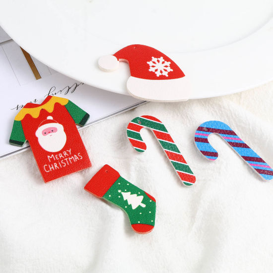 Picture of PU Leather Christmas Pendants Multicolor 5 PCs