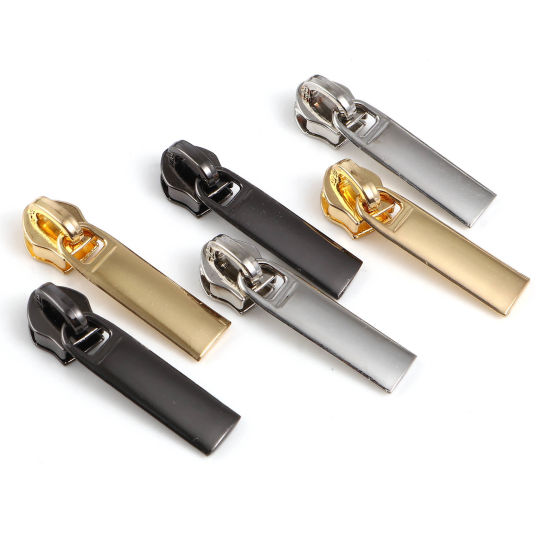 Zinc Based Alloy Zipper Pulls Garment Accessories Multicolor Rectangle 3.7cm x 1cm, 10 PCs の画像