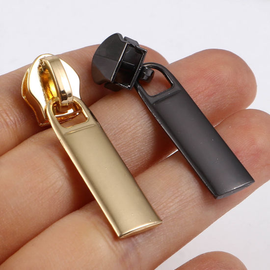 Zinc Based Alloy Zipper Pulls Garment Accessories Multicolor Rectangle 3.7cm x 1cm, 10 PCs の画像