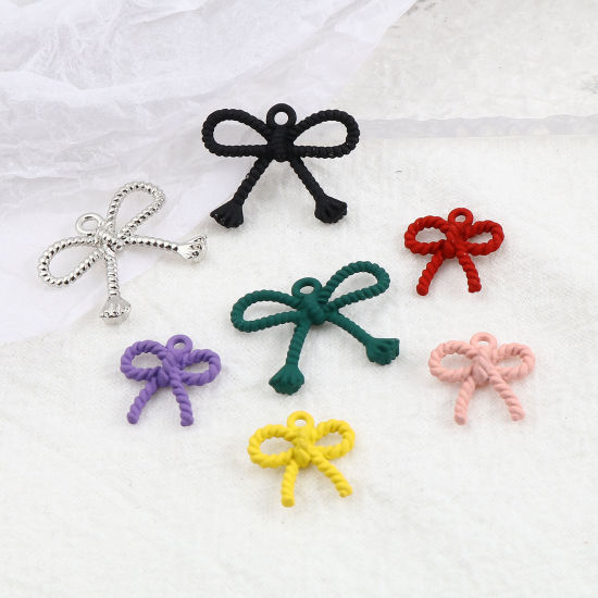 Image de Breloques en Alliage de Zinc Nœuds Papillon Multicolore env. Laqué 10 Pcs