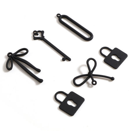 Breloques en Alliage de Zinc Noir env. Laqué 10 Pcs