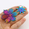 Picture of Iron Based Alloy Filigree Stamping Pendants Multicolor 5 PCs