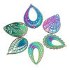 Picture of Iron Based Alloy Filigree Stamping Pendants Multicolor 5 PCs