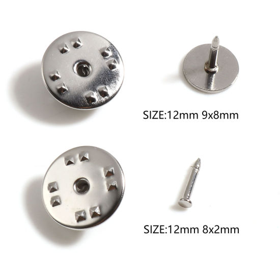 Picture of Stainless Steel Pin Brooches Round Silver Tone 10 Sets