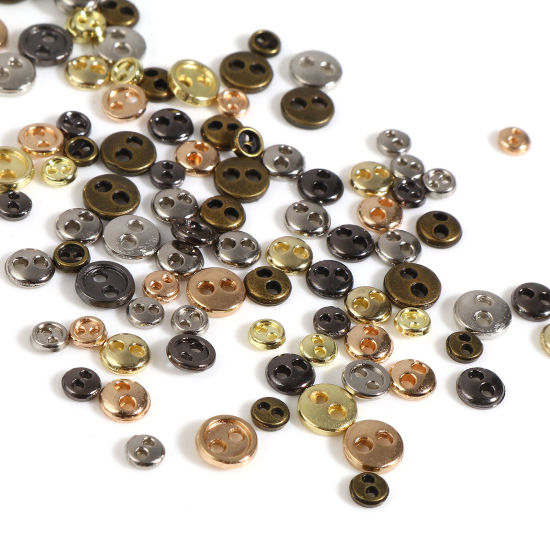 Image de Bouton de Couture en Alliage de Zinc Deux Trous Multicolore Rond 50 Pcs
