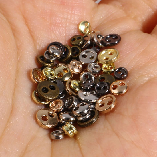 Image de Bouton de Couture en Alliage de Zinc Deux Trous Multicolore Rond 50 Pcs