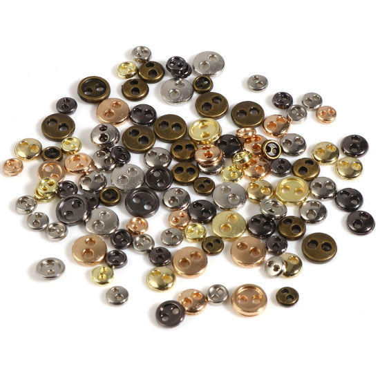 Image de Bouton de Couture en Alliage de Zinc Deux Trous Multicolore Rond 50 Pcs