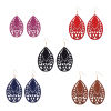 Picture of Natural Wood Earrings Multicolor Drop Filigree 7.5cm x 3.5cm, 1 Pair